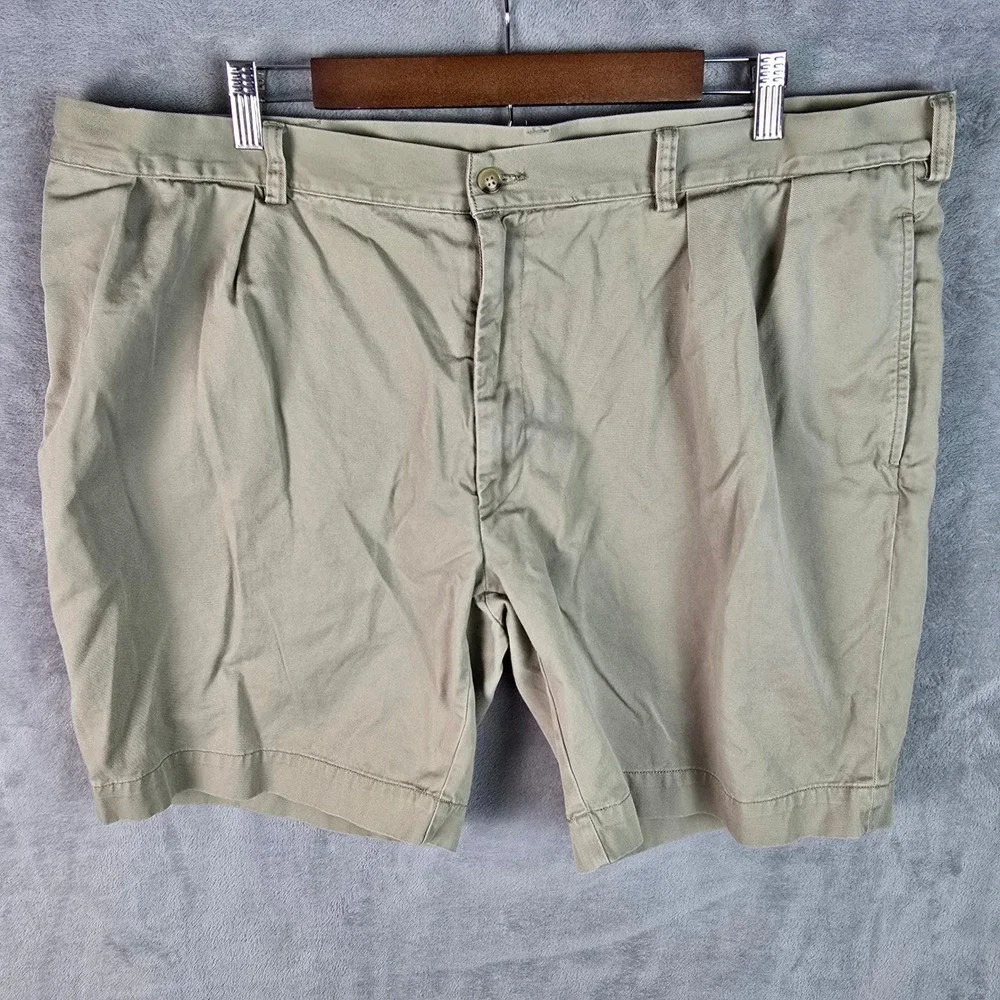 Polo Ralph Lauren Mens Classic Fit Pleated 9 Inch Chino Shorts Khaki Tan 42